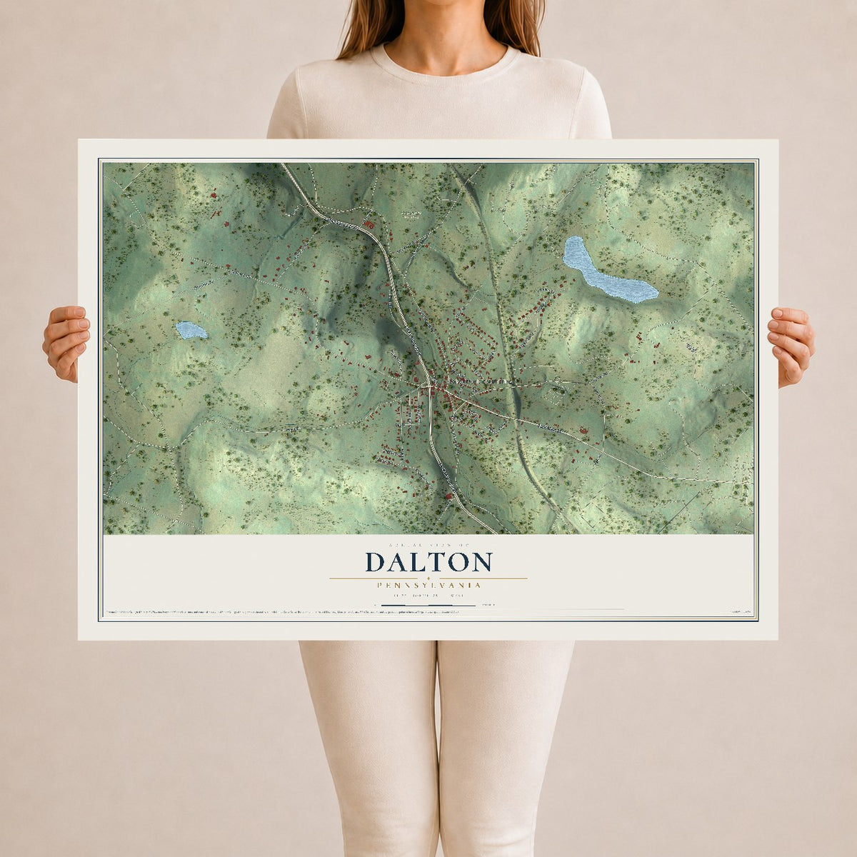 Map of Dalton, Pennsylvania, 24 x 36 inch unframed archival matte print