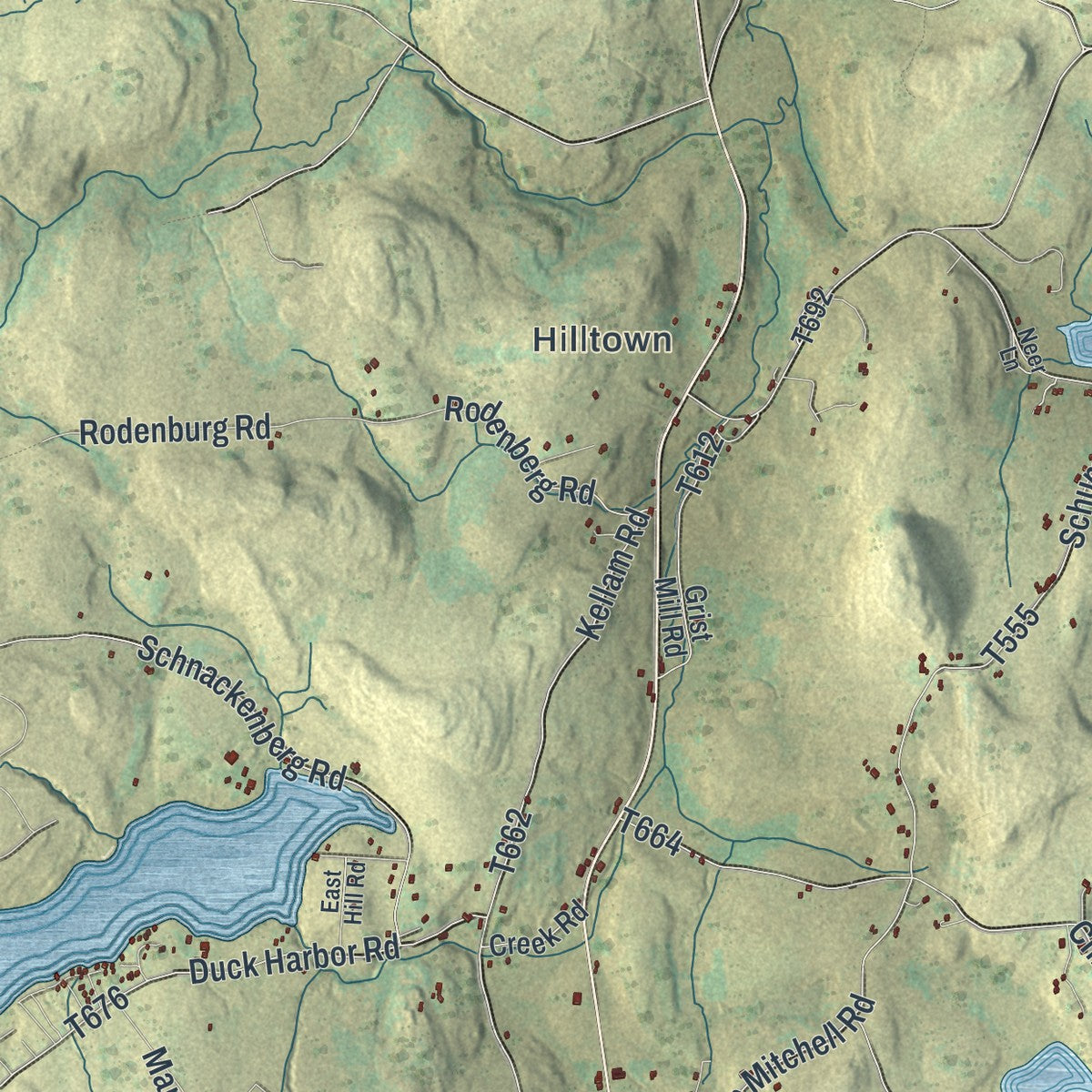 Close-up of the map of Damascus, Pennsylvania print showing street and building detail