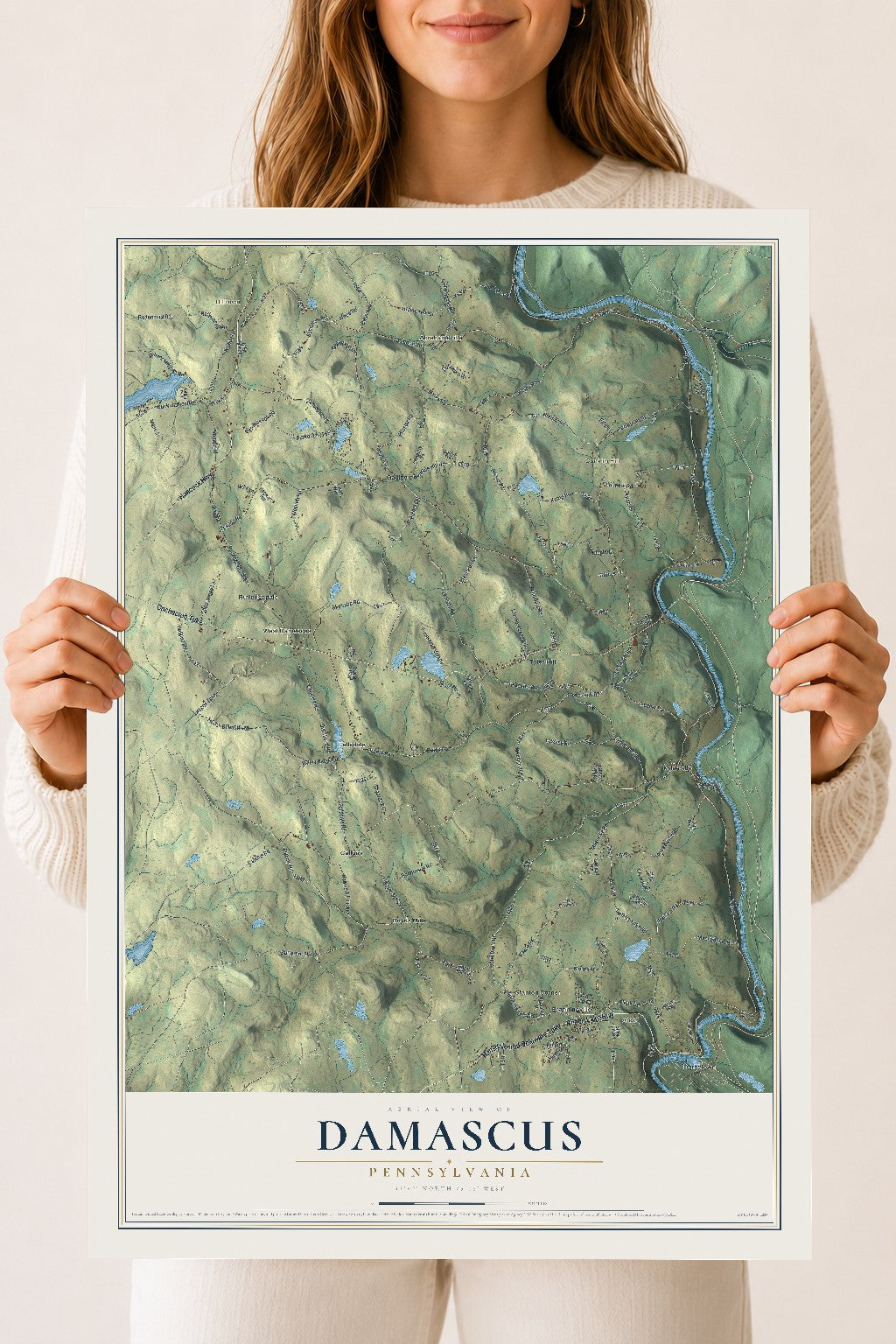 Map of Damascus, Pennsylvania, 18 x 24 inch unframed archival matte print