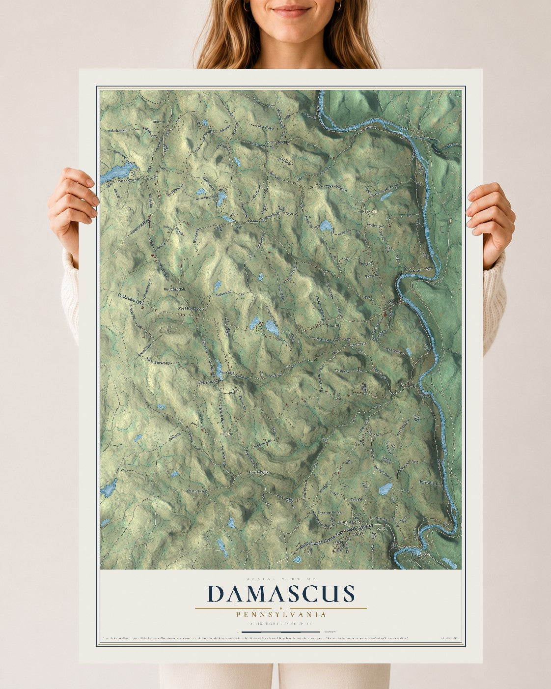 Map of Damascus, Pennsylvania, 24 x 36 inch unframed archival matte print