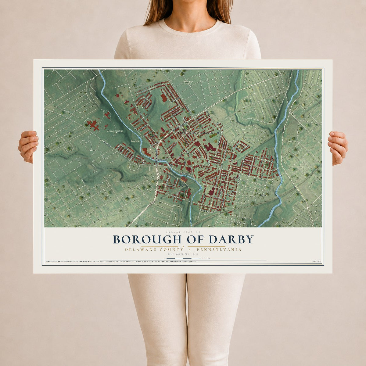 Map of the Borough of Darby, Delaware County, Pennsylvania, 24 x 36 inch unframed archival matte print