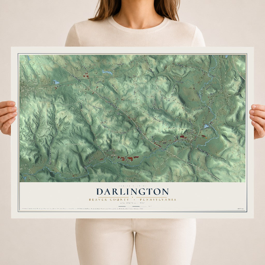Map of Darlington, Beaver County, Pennsylvania, 18 x 24 inch unframed archival matte print
