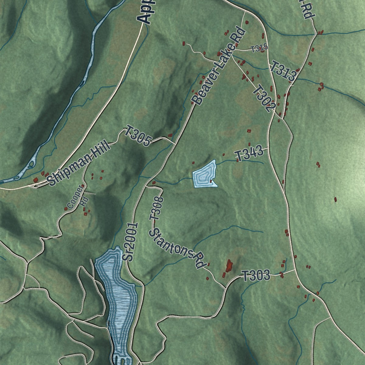 Close-up of the map of Davidson, Pennsylvania print showing street and building detail