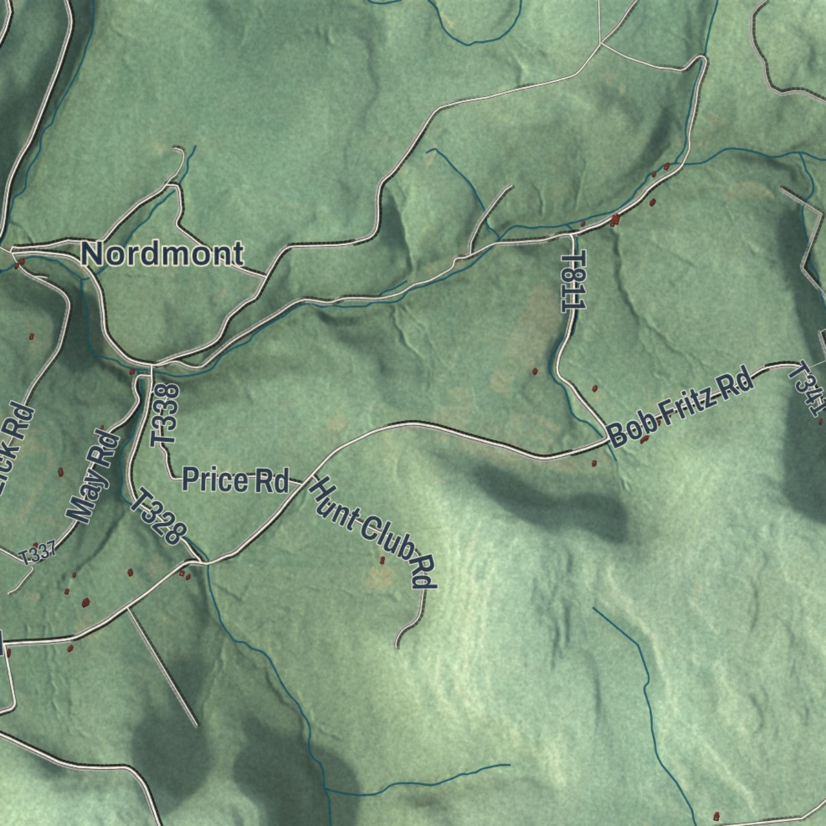 Second close-up of the map of Davidson, Pennsylvania print showing more streets and buildings