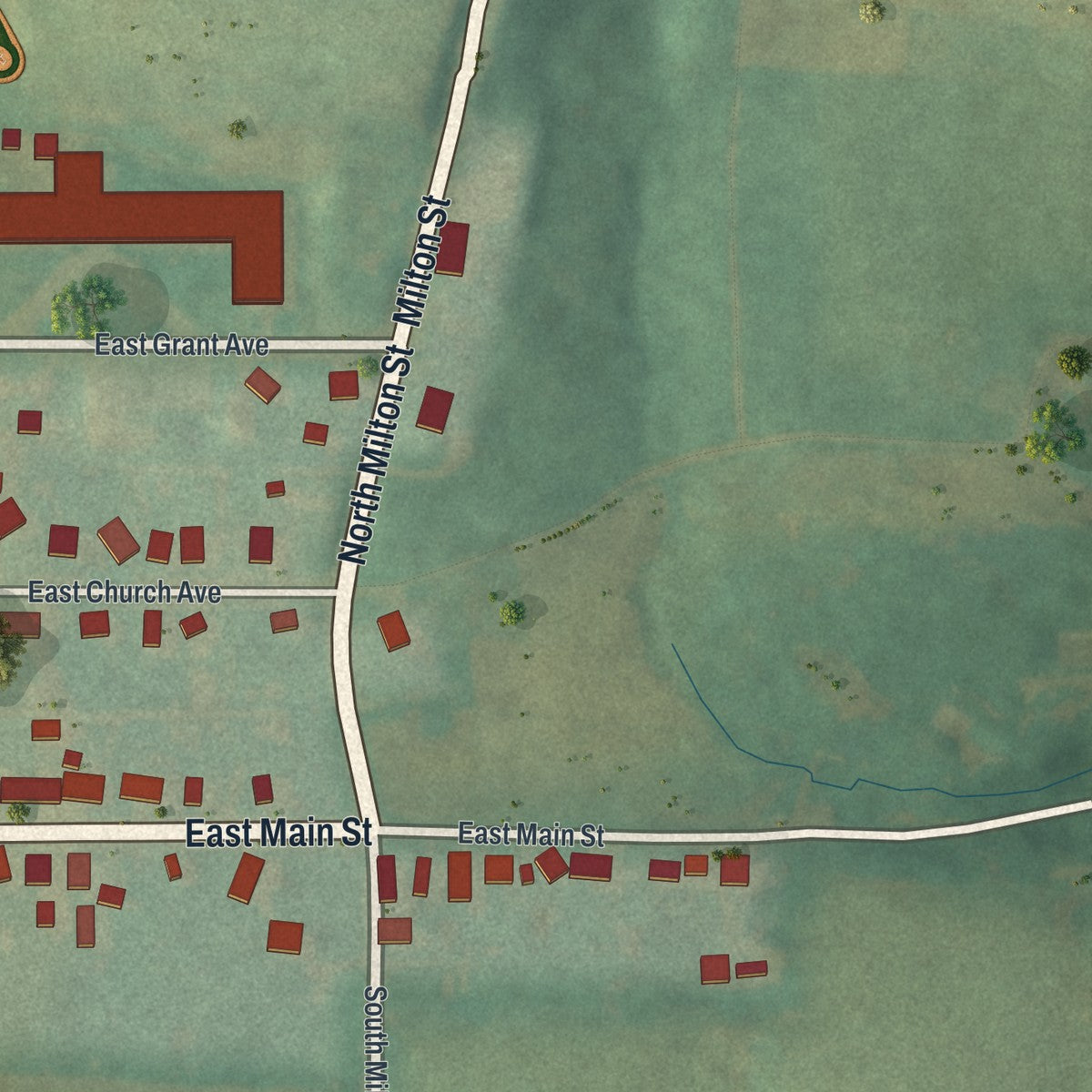 Second close-up of the map of Dayton, Pennsylvania print showing more streets and buildings