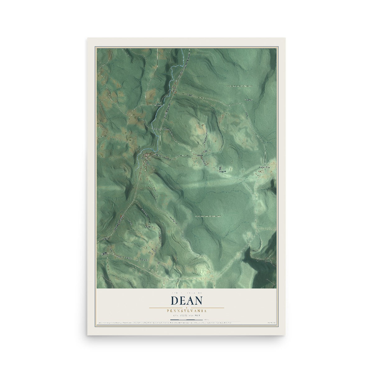 Map of Dean, Pennsylvania, 12 x 18 inch unframed archival matte print