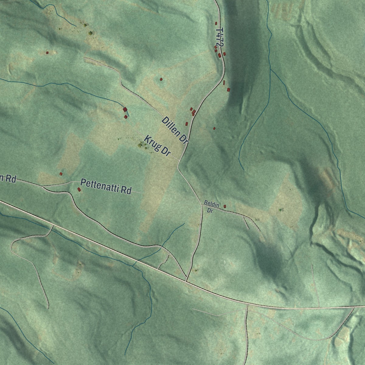 Close-up of the map of Dean, Pennsylvania print showing street and building detail