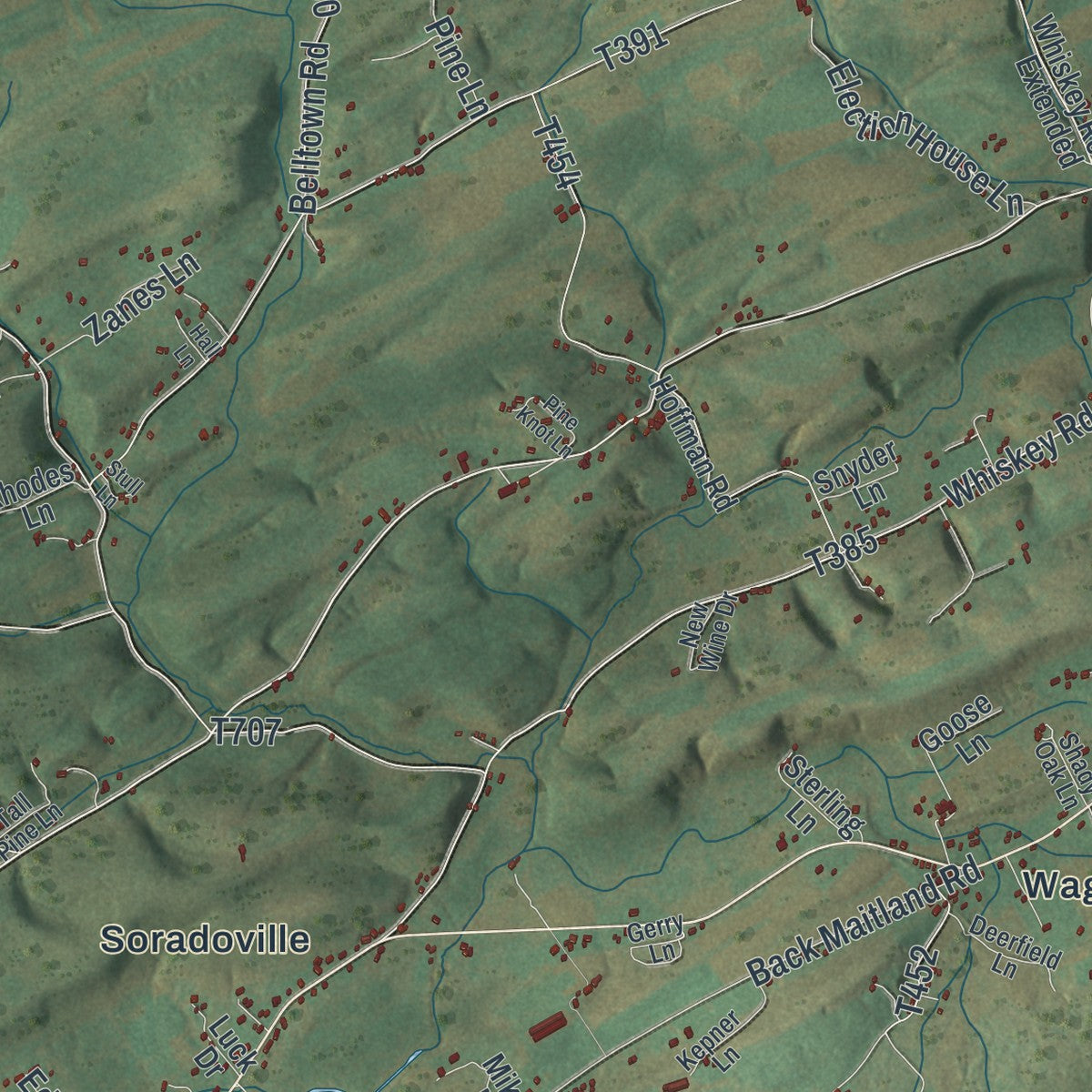 Close-up of the map of Decatur, Mifflin County, Pennsylvania print showing street and building detail