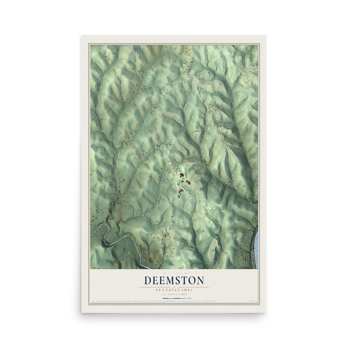 Map of Deemston, Pennsylvania, 12 x 18 inch unframed archival matte print