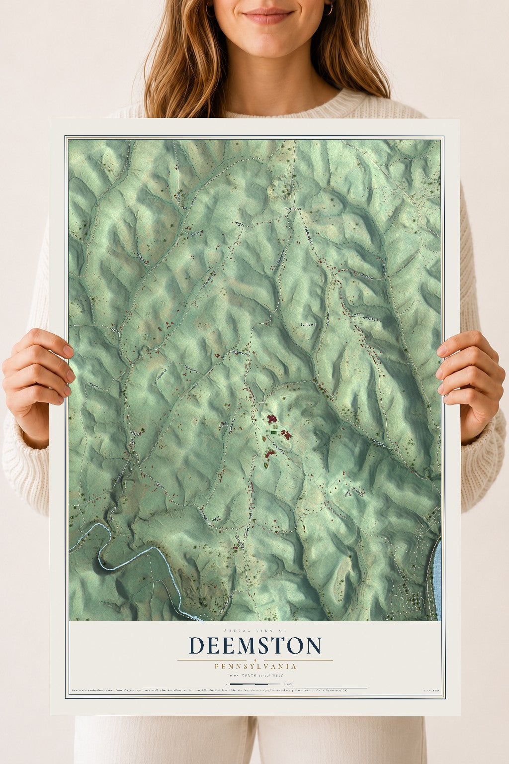 Map of Deemston, Pennsylvania, 18 x 24 inch unframed archival matte print