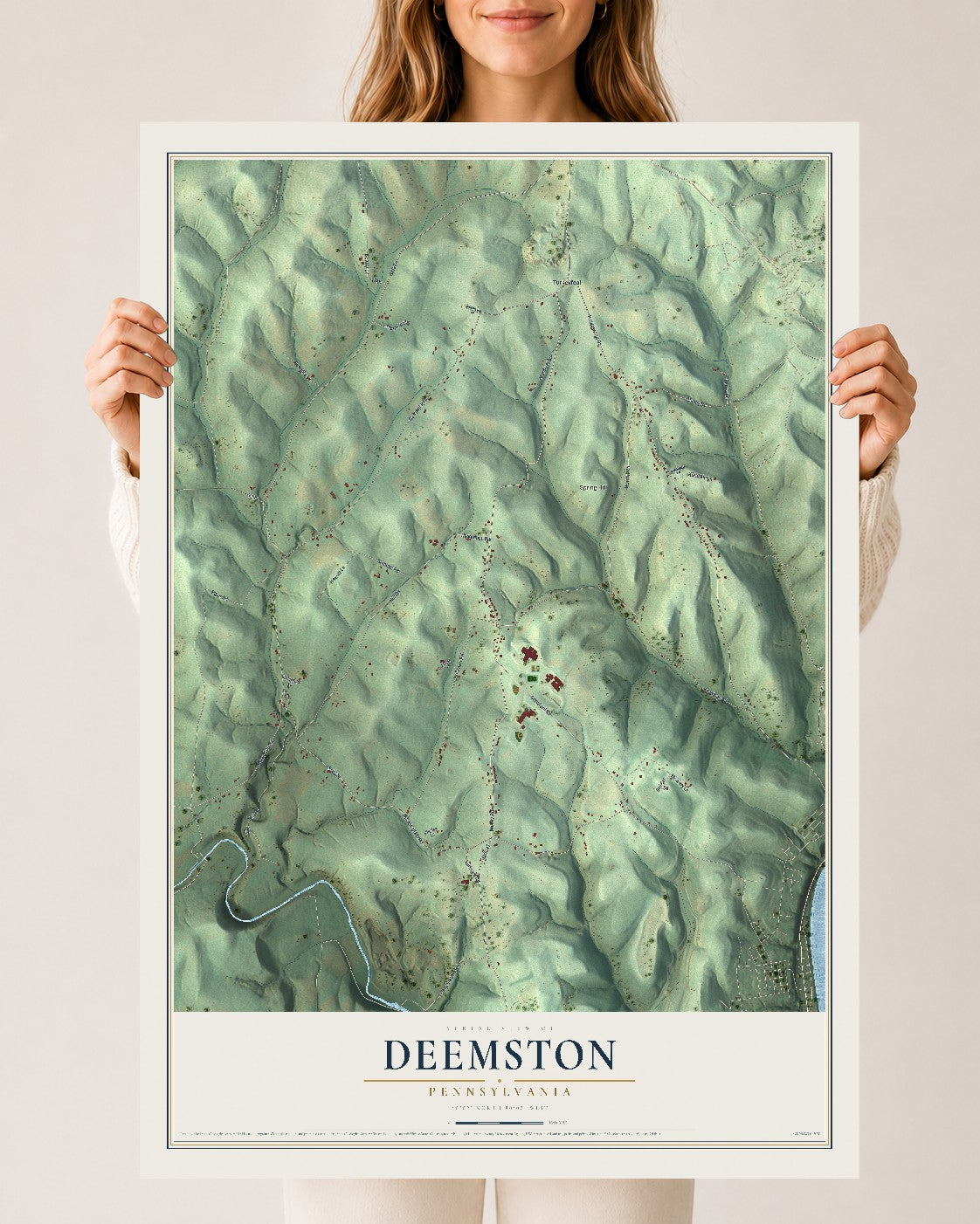 Map of Deemston, Pennsylvania, 24 x 36 inch unframed archival matte print