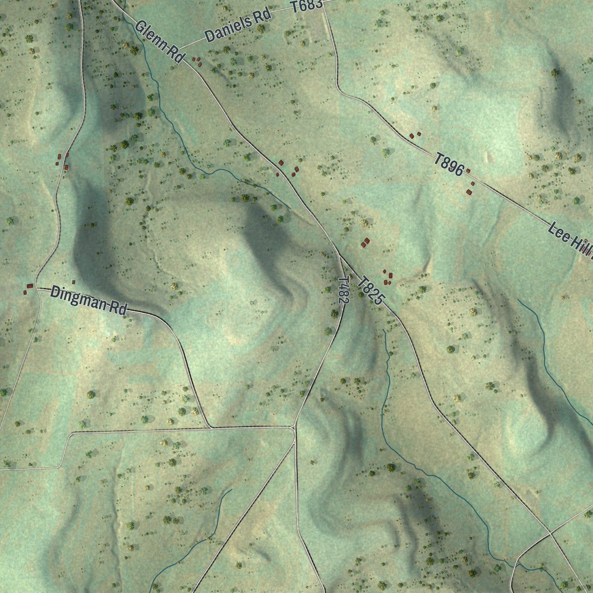 Close-up of the map of Deerfield, Tioga County, Pennsylvania print showing street and building detail