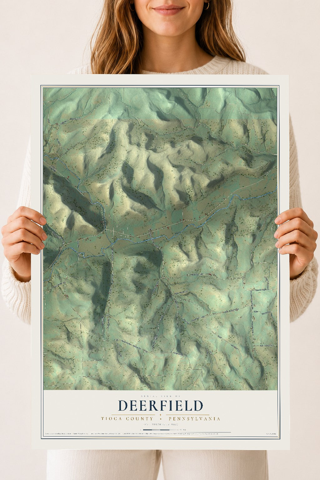 Map of Deerfield, Tioga County, Pennsylvania, 18 x 24 inch unframed archival matte print