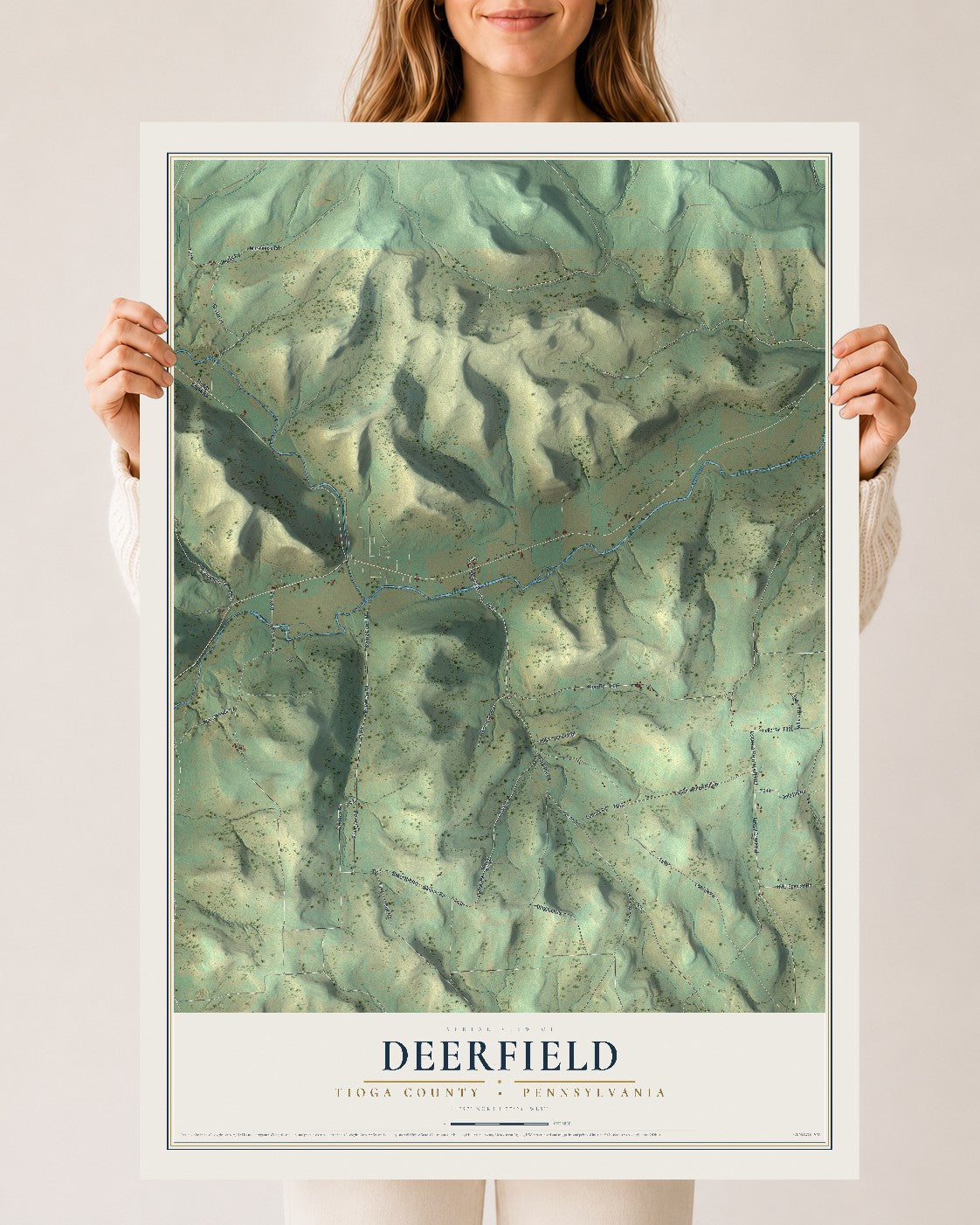 Map of Deerfield, Tioga County, Pennsylvania, 24 x 36 inch unframed archival matte print