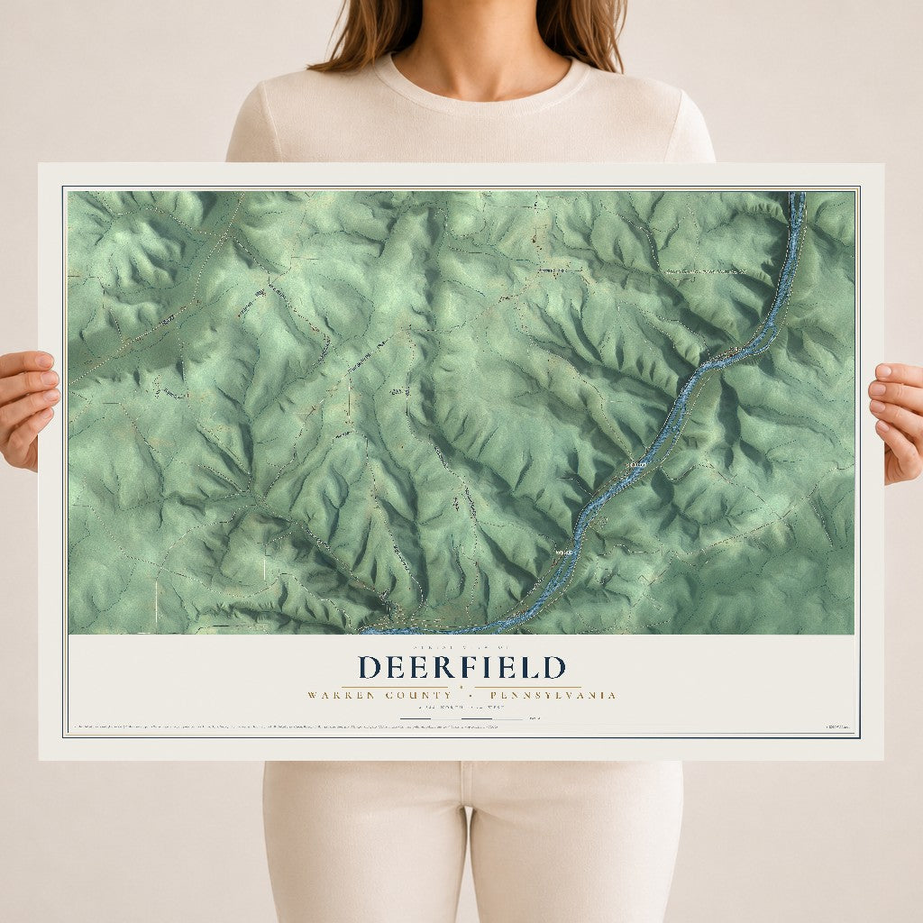 Map of Deerfield, Warren County, Pennsylvania, 18 x 24 inch unframed archival matte print