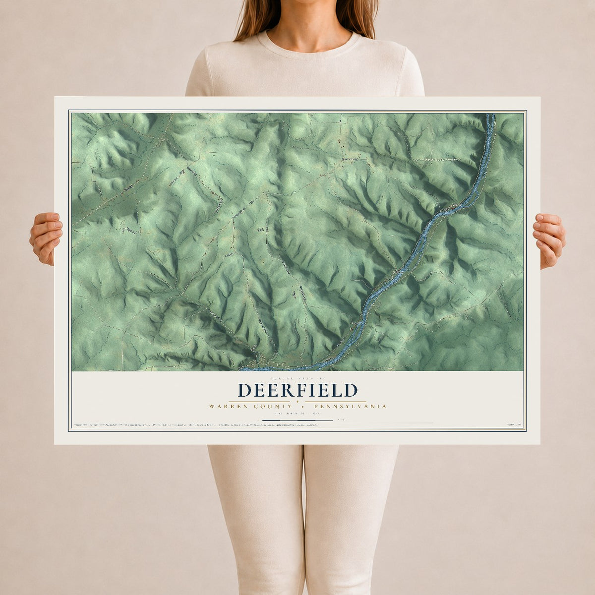 Map of Deerfield, Warren County, Pennsylvania, 24 x 36 inch unframed archival matte print