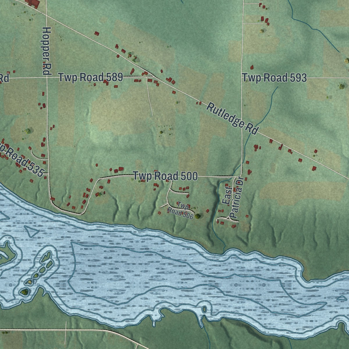 Second close-up of the map of Delaware, Mercer County, Pennsylvania print showing more streets and buildings