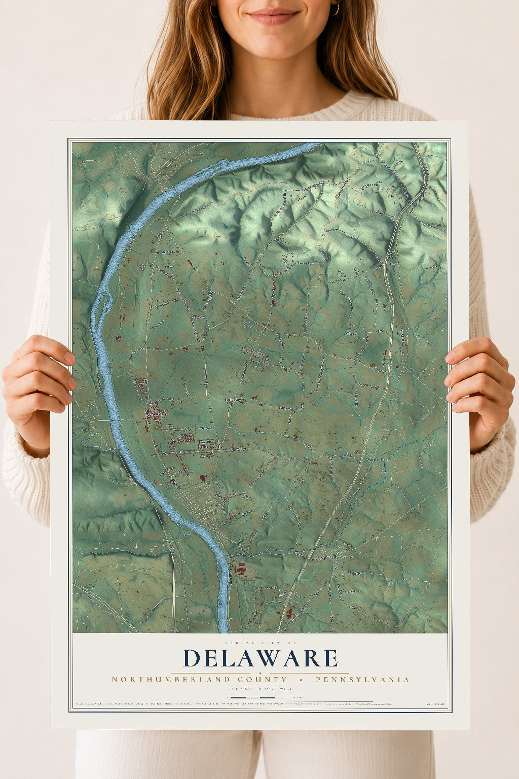 Map of Delaware, Northumberland County, Pennsylvania, 18 x 24 inch unframed archival matte print