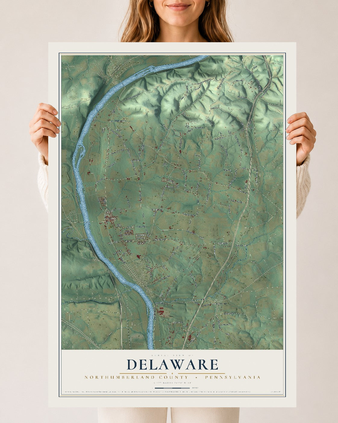 Map of Delaware, Northumberland County, Pennsylvania, 24 x 36 inch unframed archival matte print