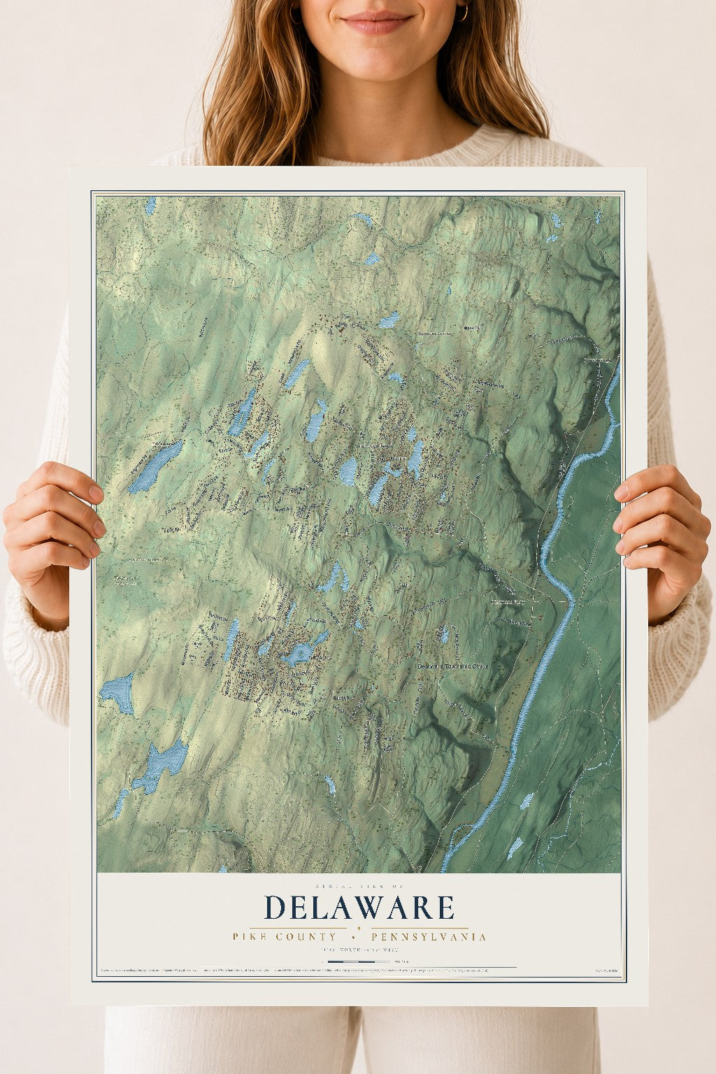 Map of Delaware, Pike County, Pennsylvania, 18 x 24 inch unframed archival matte print