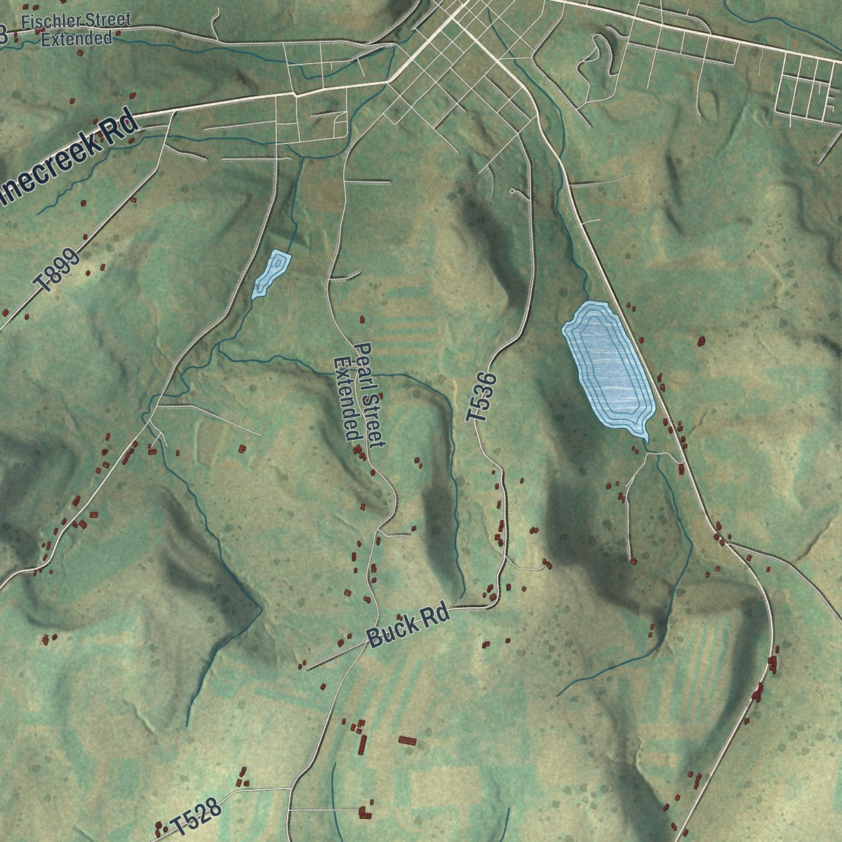 Close-up of the map of Delmar, Pennsylvania print showing street and building detail