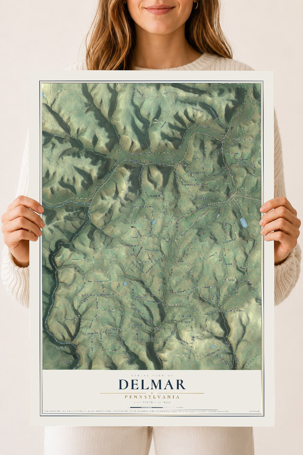 Map of Delmar, Pennsylvania, 18 x 24 inch unframed archival matte print