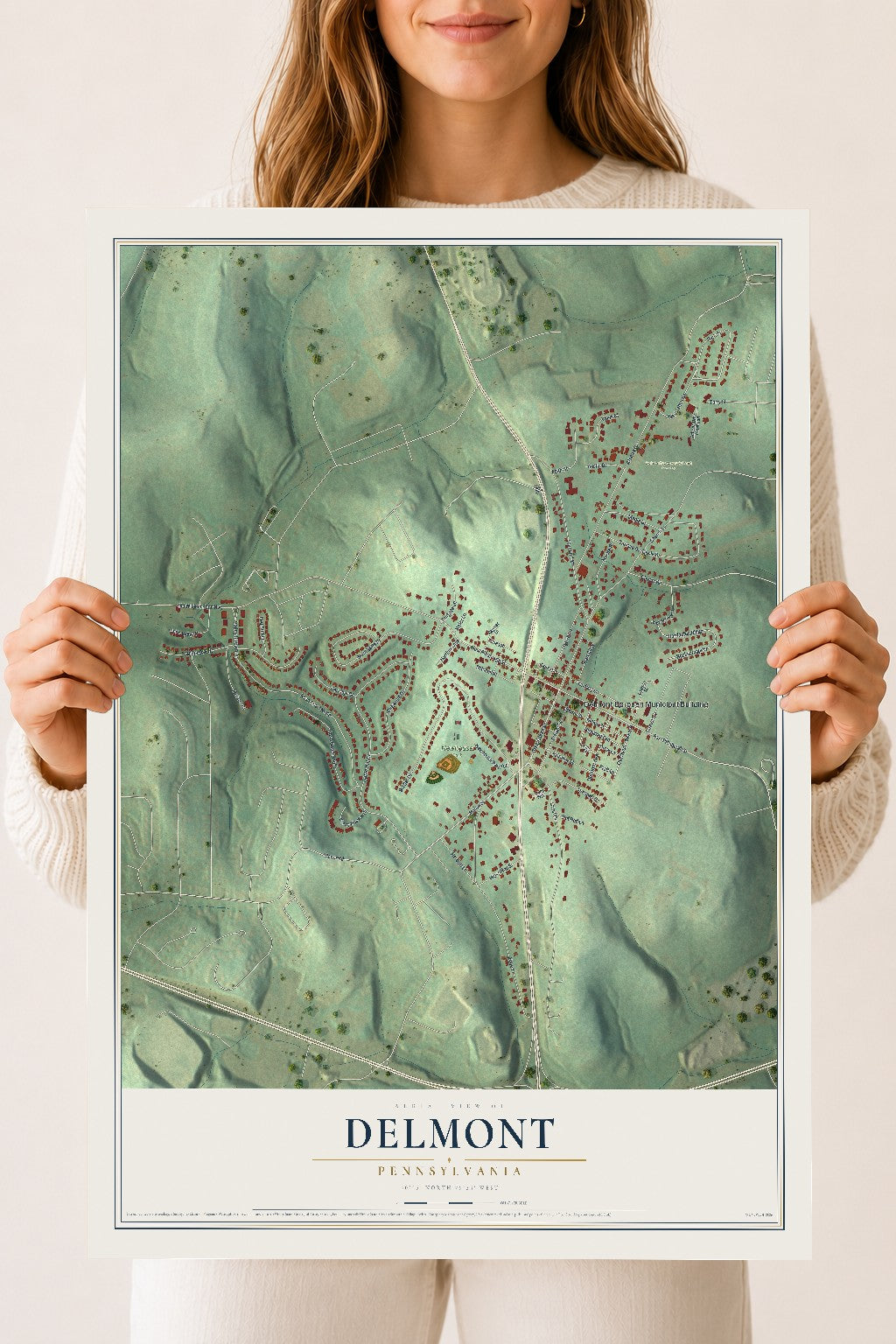 Map of Delmont, Pennsylvania, 18 x 24 inch unframed archival matte print