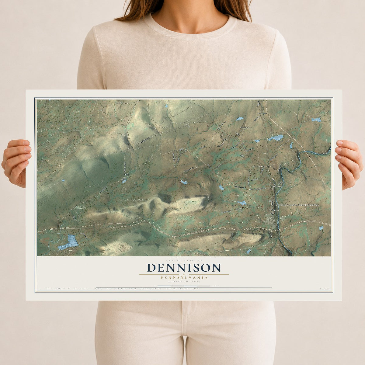 Map of Dennison, Pennsylvania, 12 x 18 inch unframed archival matte print