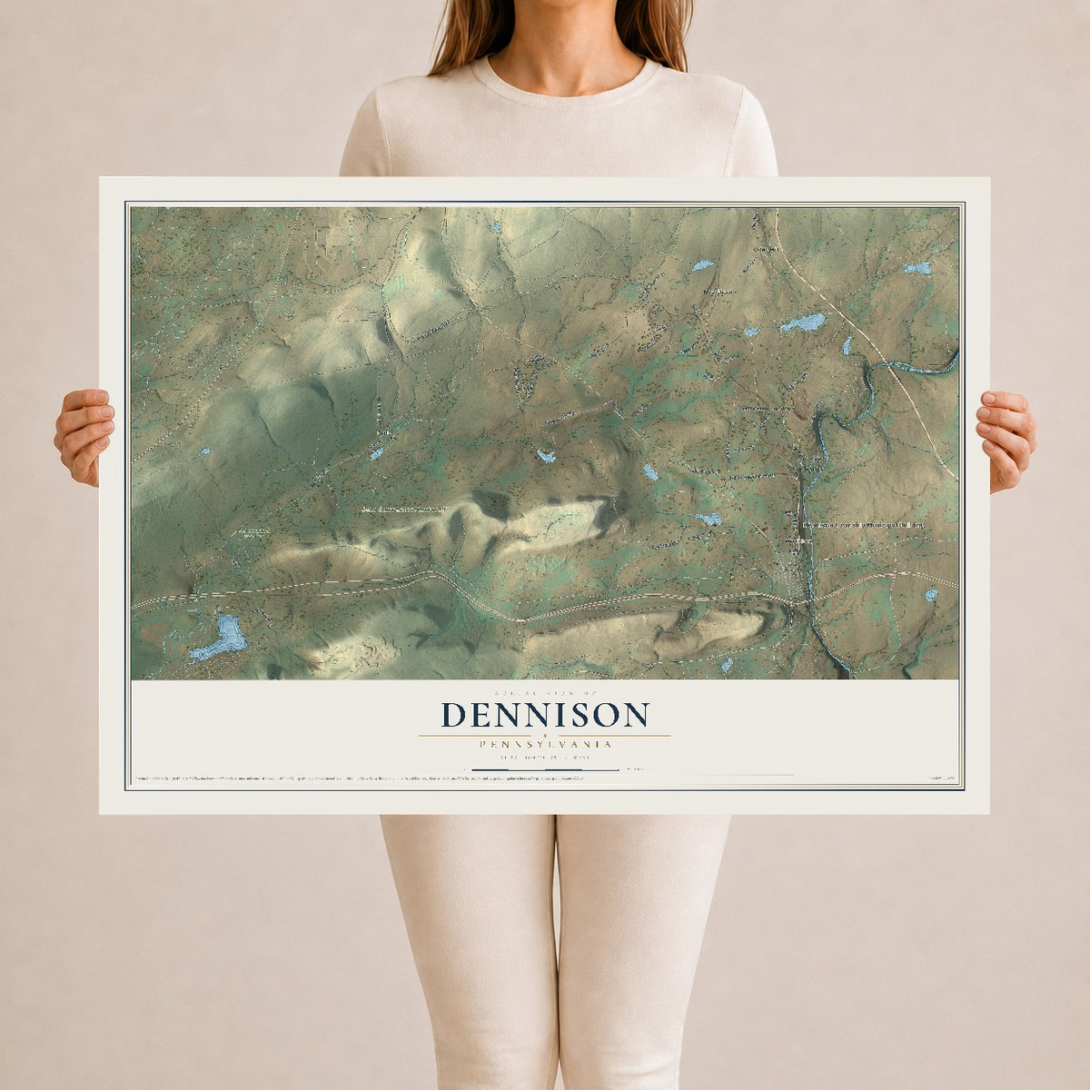 Map of Dennison, Pennsylvania, 24 x 36 inch unframed archival matte print