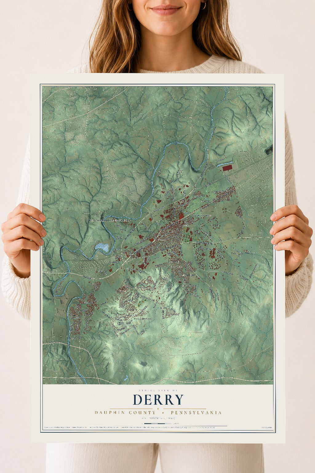 Map of Derry, Dauphin County, Pennsylvania, 18 x 24 inch unframed archival matte print