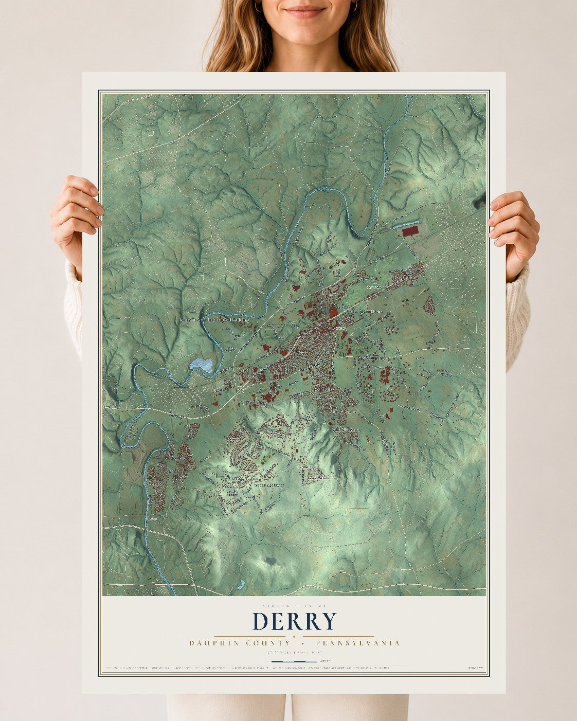 Map of Derry, Dauphin County, Pennsylvania, 24 x 36 inch unframed archival matte print