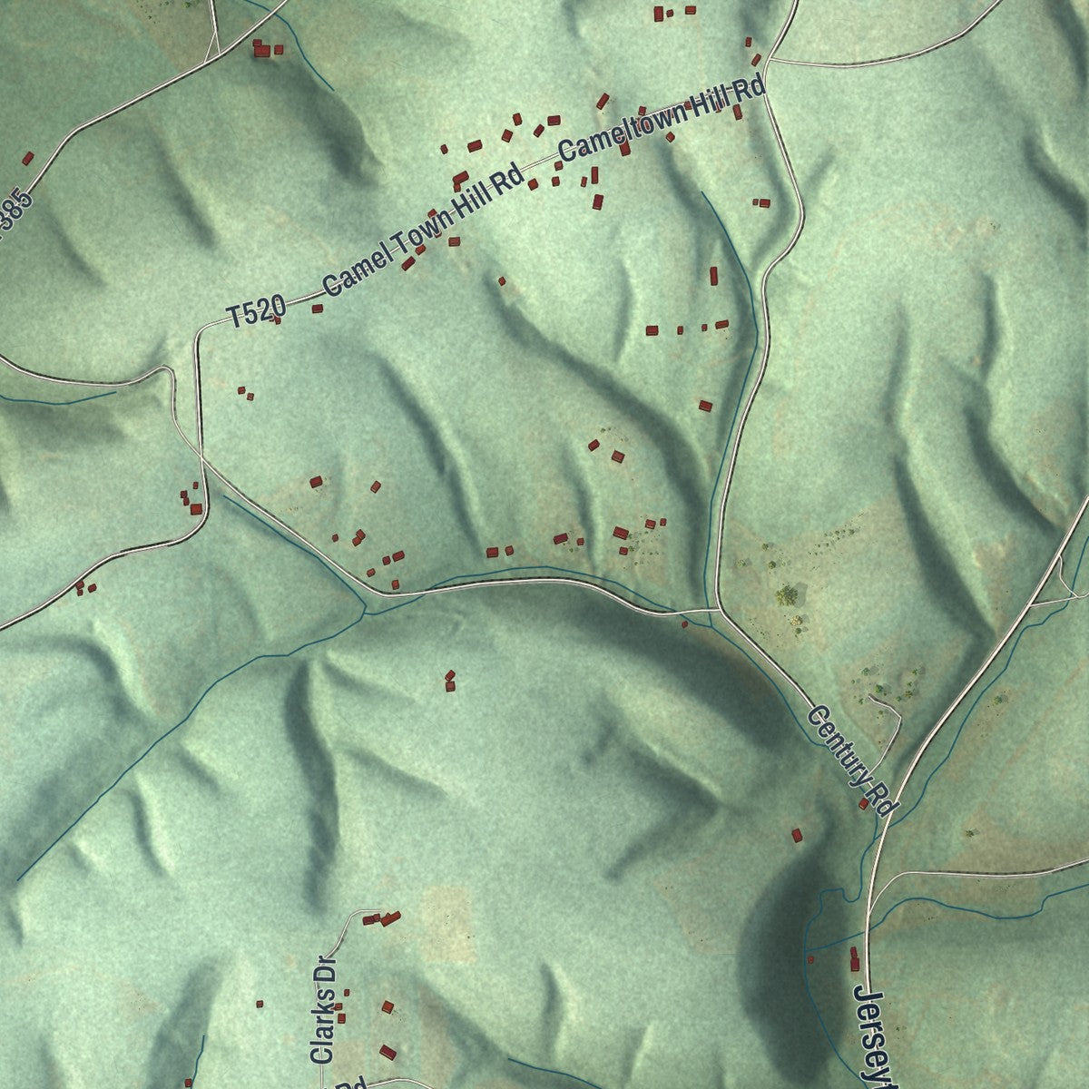 Second close-up of the map of Derry, Montour County, Pennsylvania print showing more streets and buildings