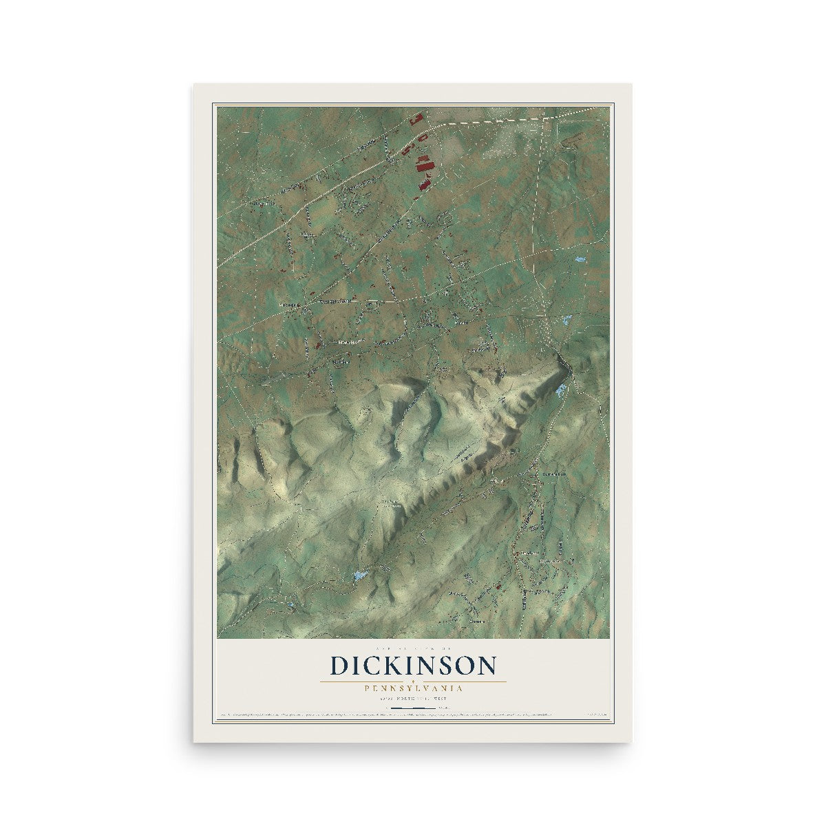 Map of Dickinson, Pennsylvania, 12 x 18 inch unframed archival matte print