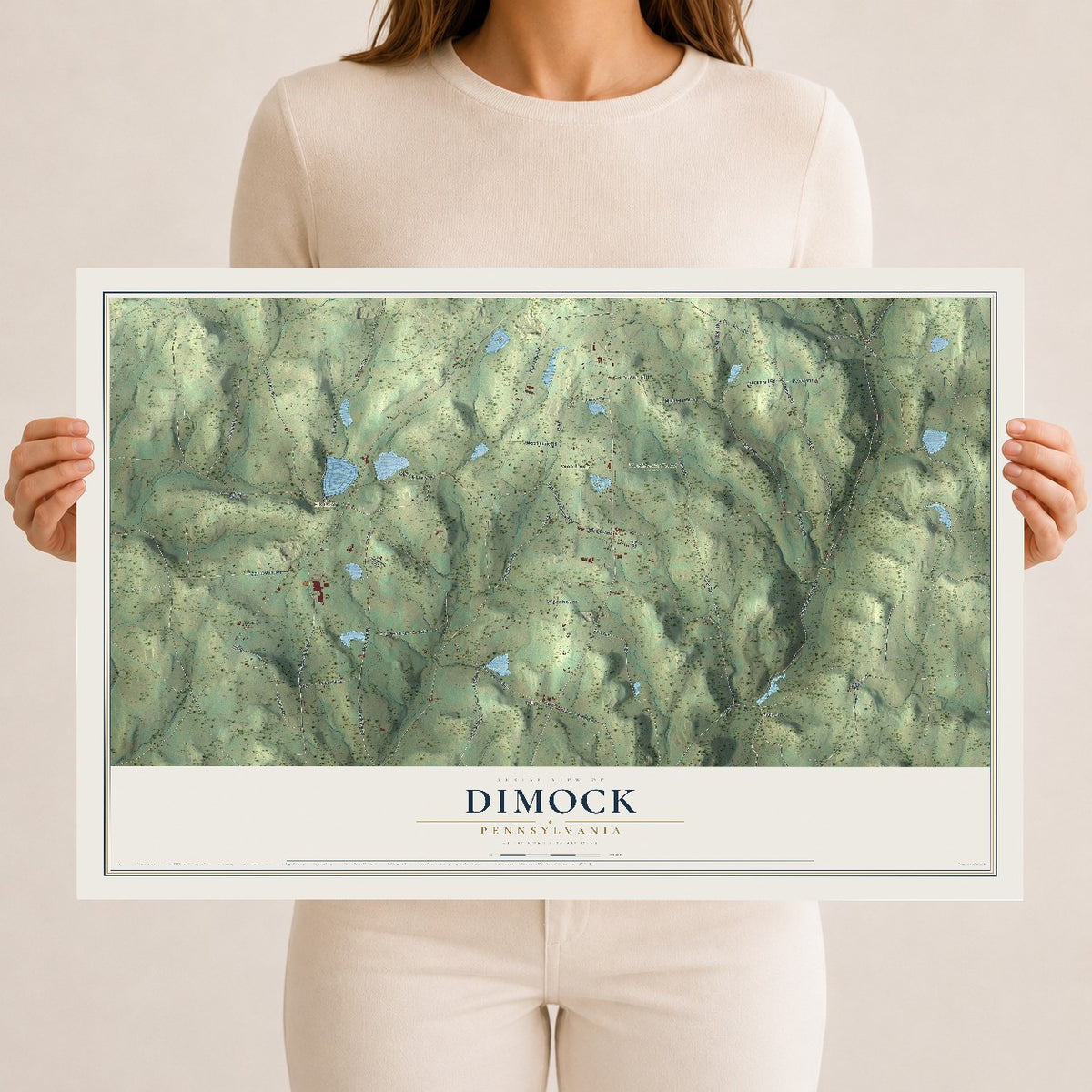 Map of Dimock, Pennsylvania, 12 x 18 inch unframed archival matte print