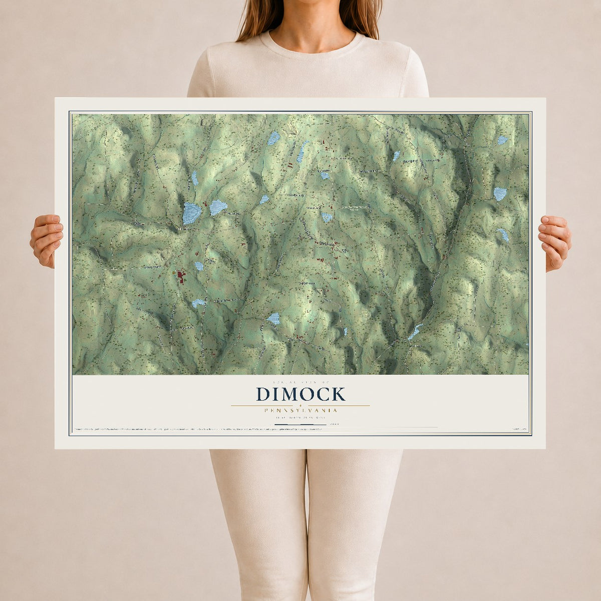 Map of Dimock, Pennsylvania, 24 x 36 inch unframed archival matte print