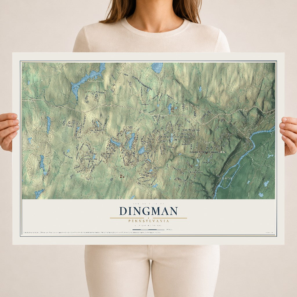 Map of Dingman, Pennsylvania, 18 x 24 inch unframed archival matte print