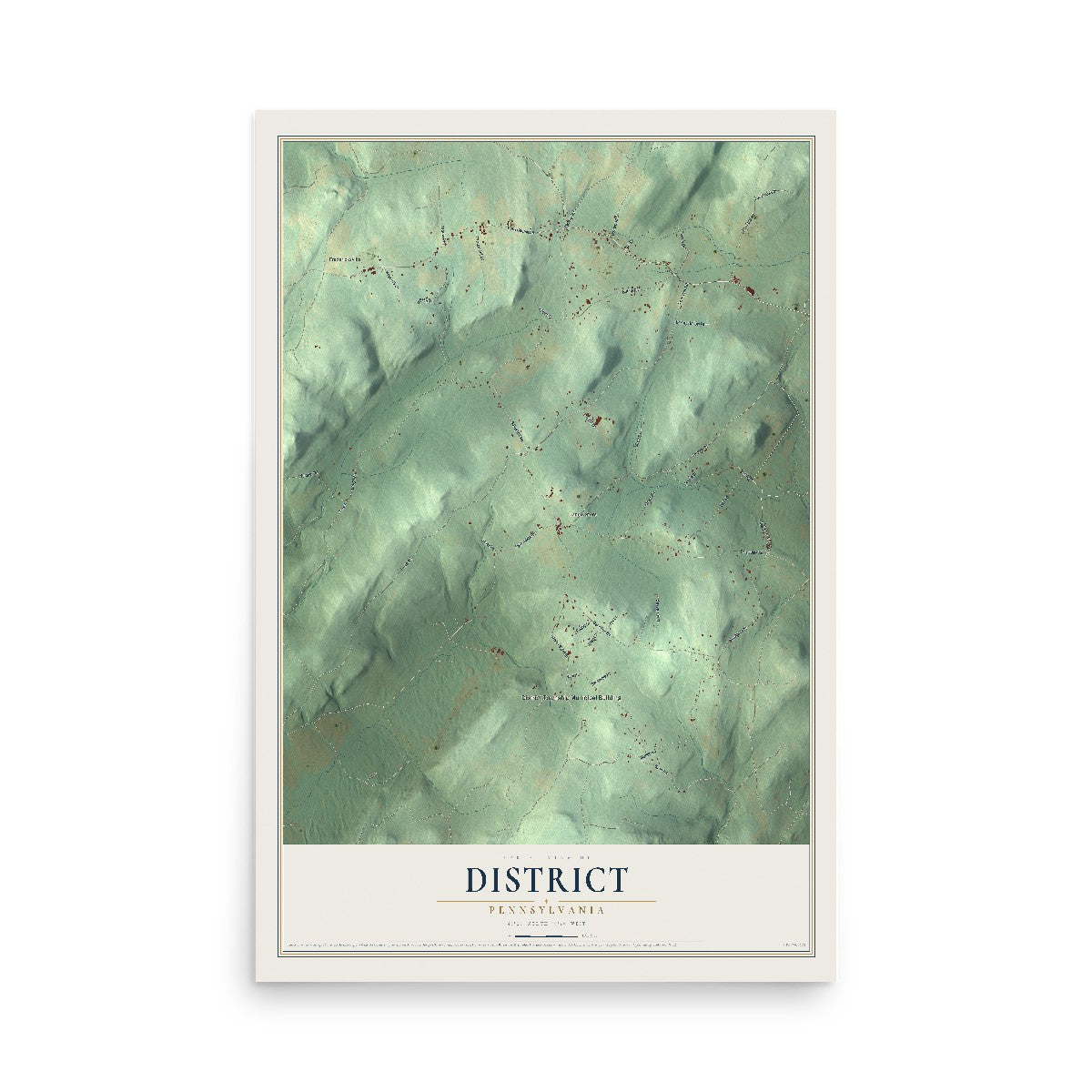 Map of District, Pennsylvania, 12 x 18 inch unframed archival matte print