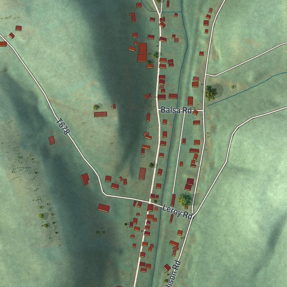 Close-up of the map of Dixonville, Pennsylvania print showing street and building detail