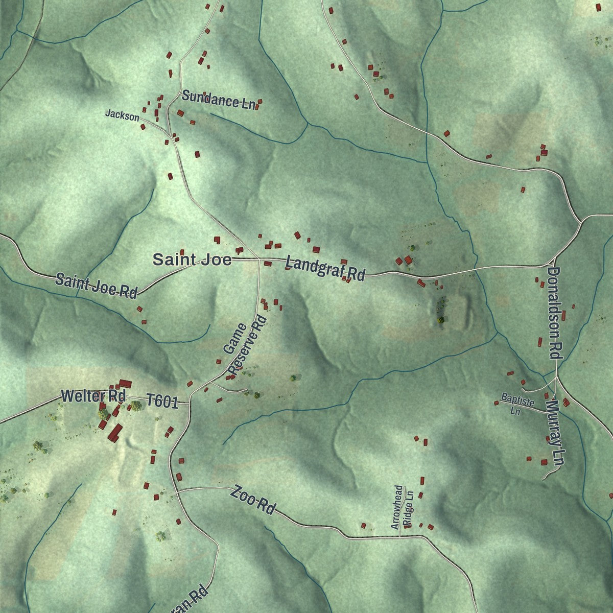 Second close-up of the map of Donegal, Butler County, Pennsylvania print showing more streets and buildings