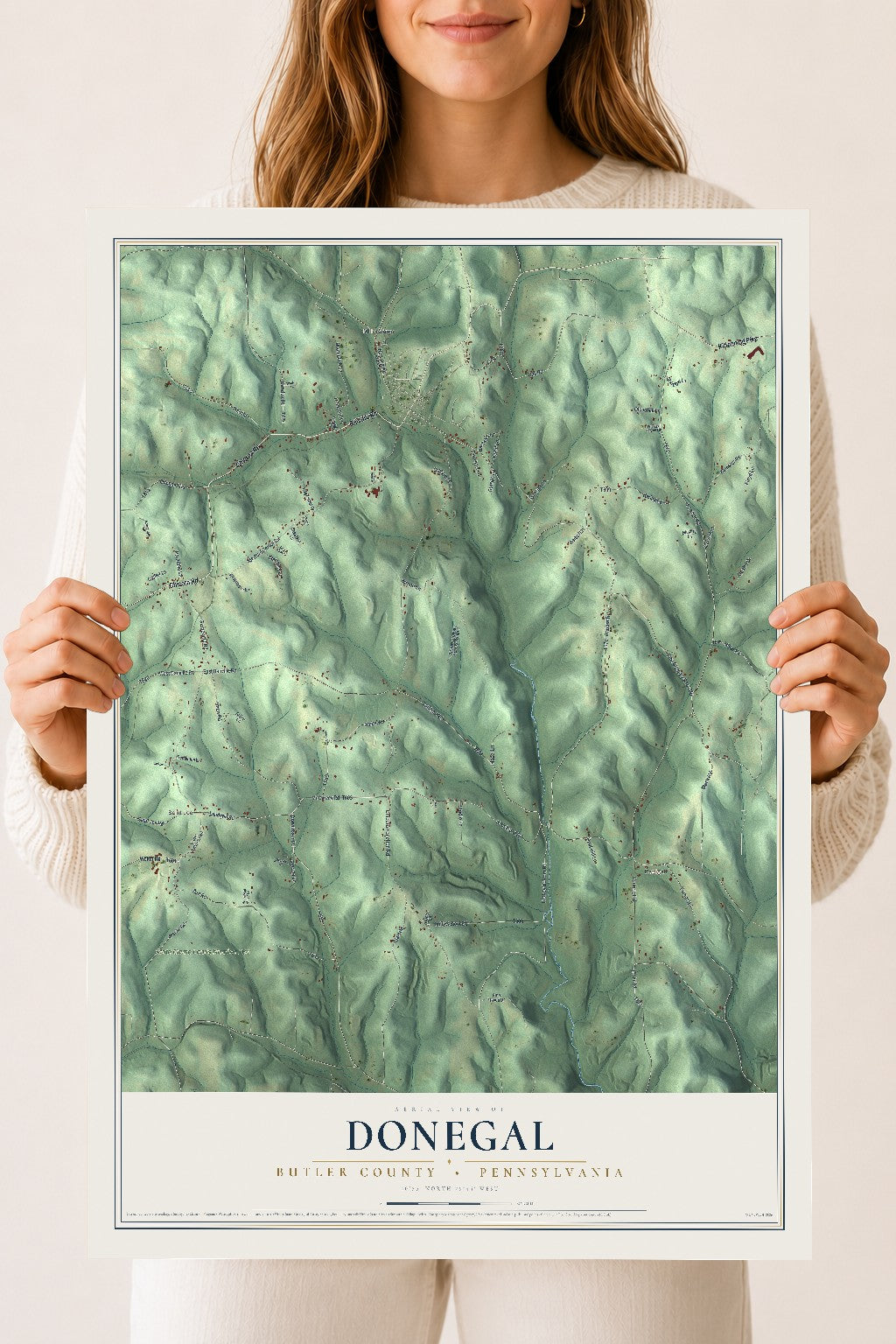 Map of Donegal, Butler County, Pennsylvania, 18 x 24 inch unframed archival matte print