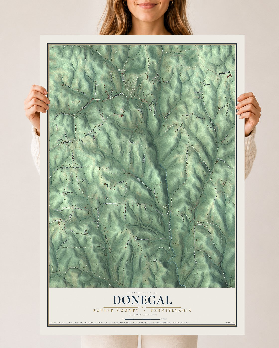 Map of Donegal, Butler County, Pennsylvania, 24 x 36 inch unframed archival matte print