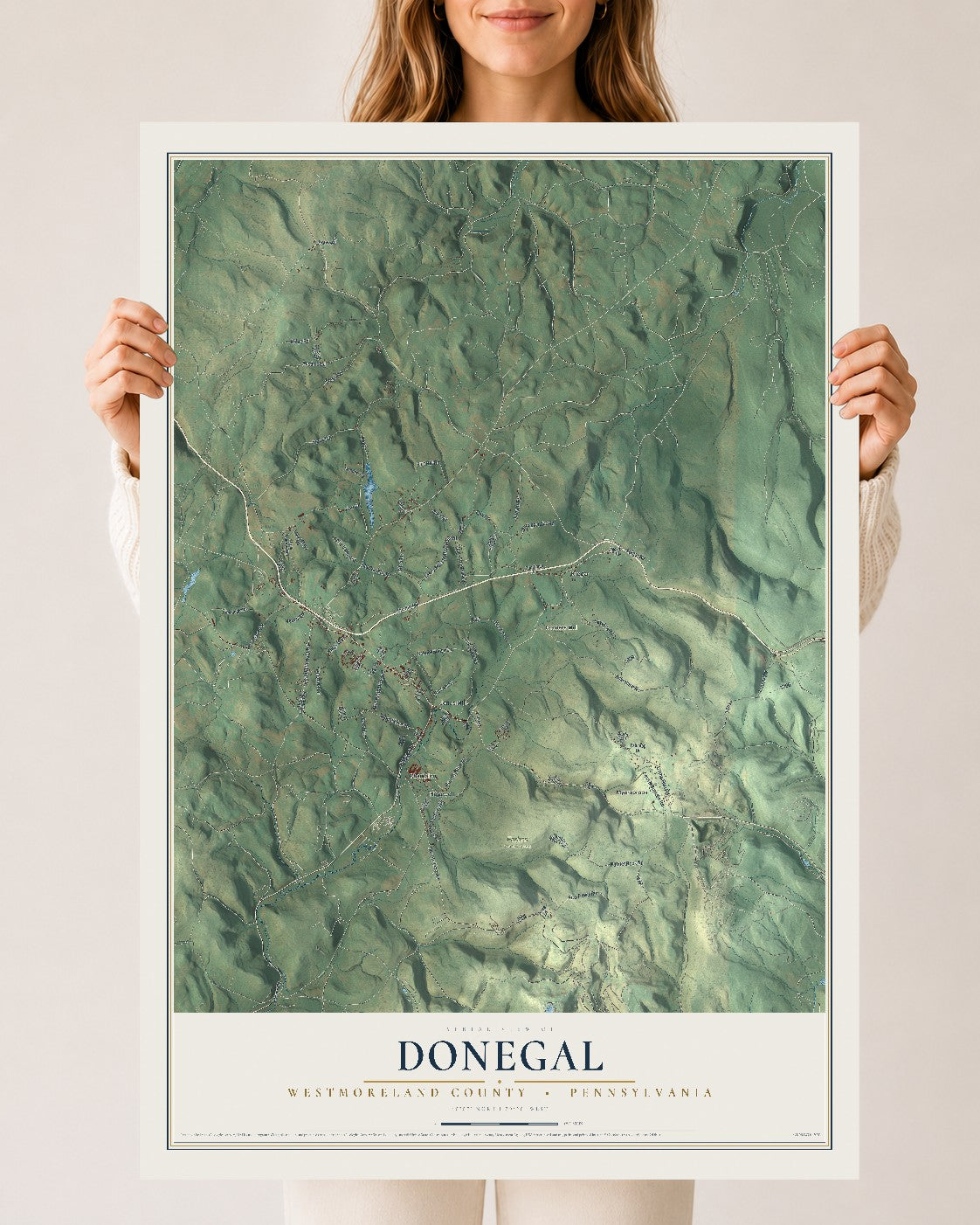 Map of Donegal, Westmoreland County, Pennsylvania, 24 x 36 inch unframed archival matte print