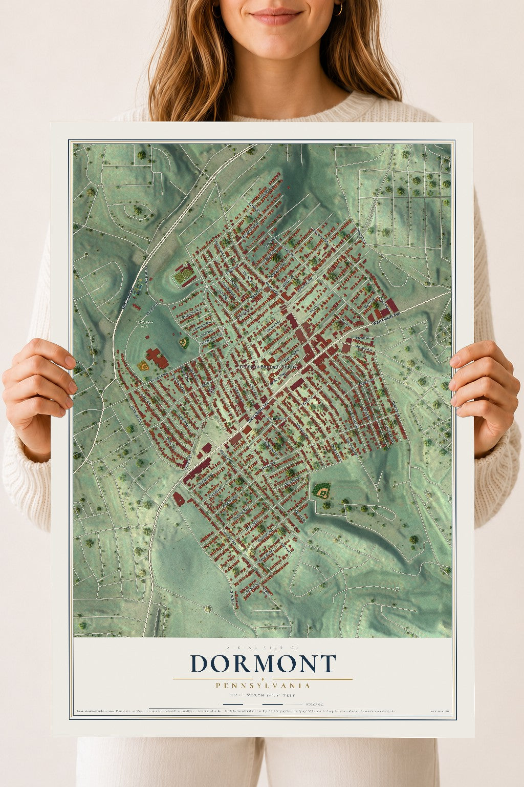 Map of Dormont, Pennsylvania, 18 x 24 inch unframed archival matte print