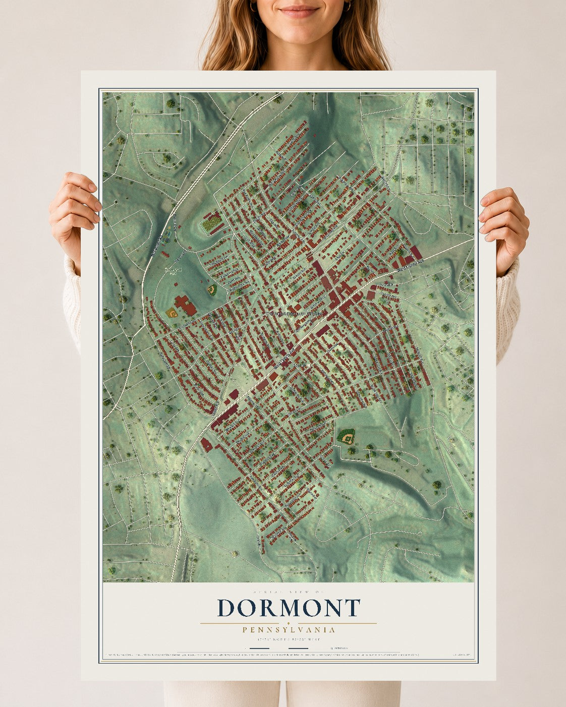 Map of Dormont, Pennsylvania, 24 x 36 inch unframed archival matte print