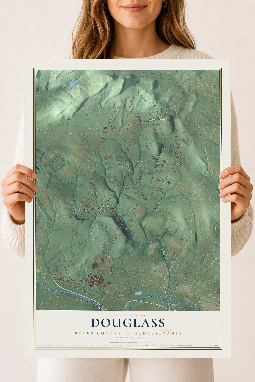 Map of Douglass, Berks County, Pennsylvania, 18 x 24 inch unframed archival matte print