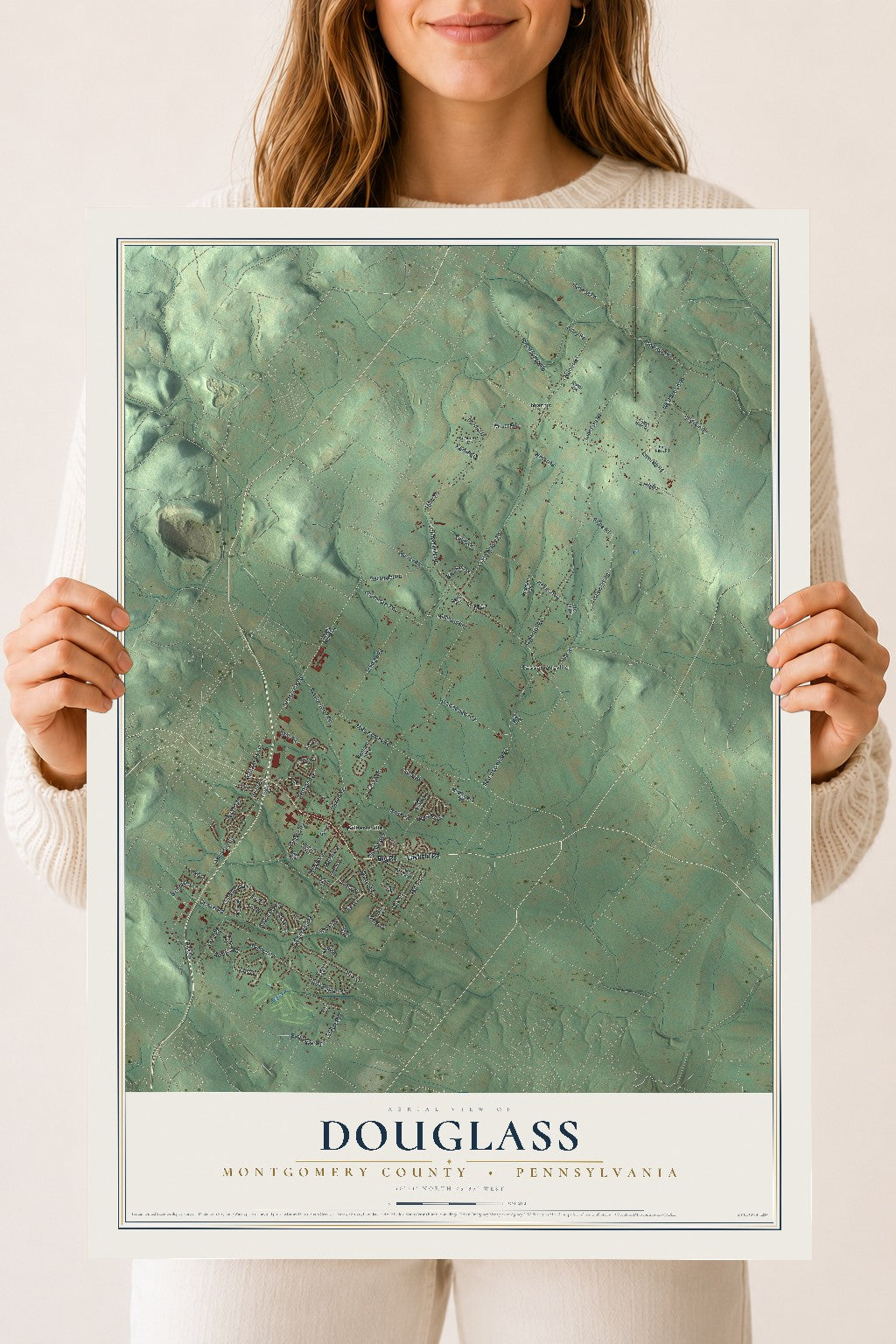 Map of Douglass, Montgomery County, Pennsylvania, 18 x 24 inch unframed archival matte print
