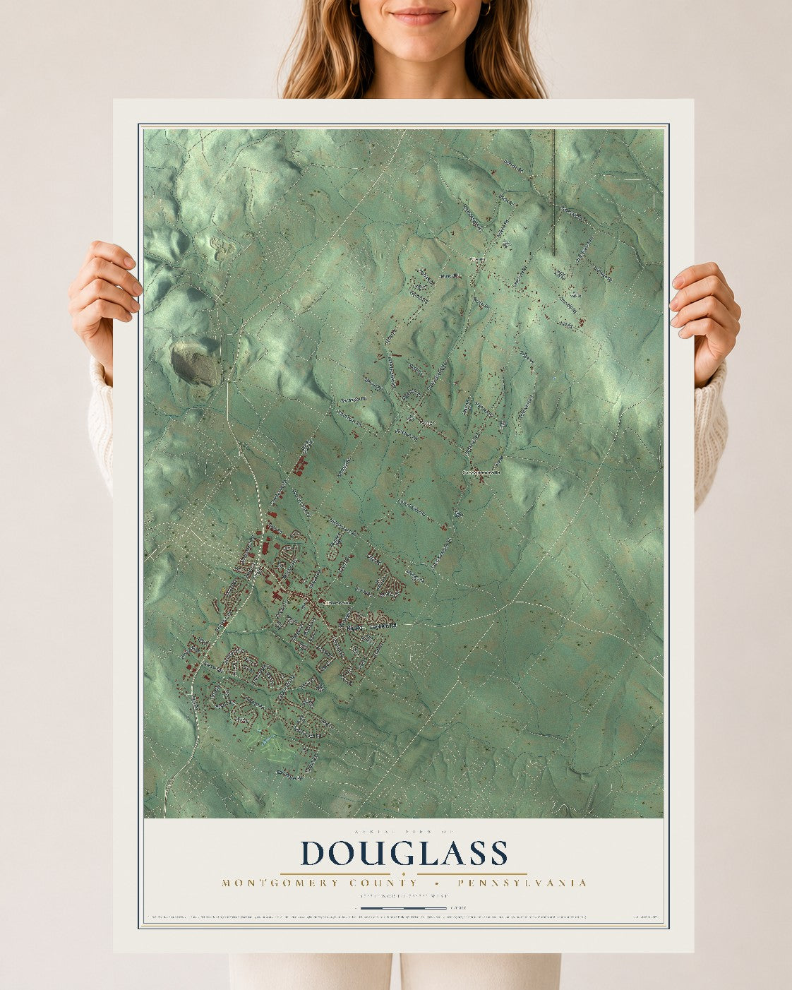 Map of Douglass, Montgomery County, Pennsylvania, 24 x 36 inch unframed archival matte print