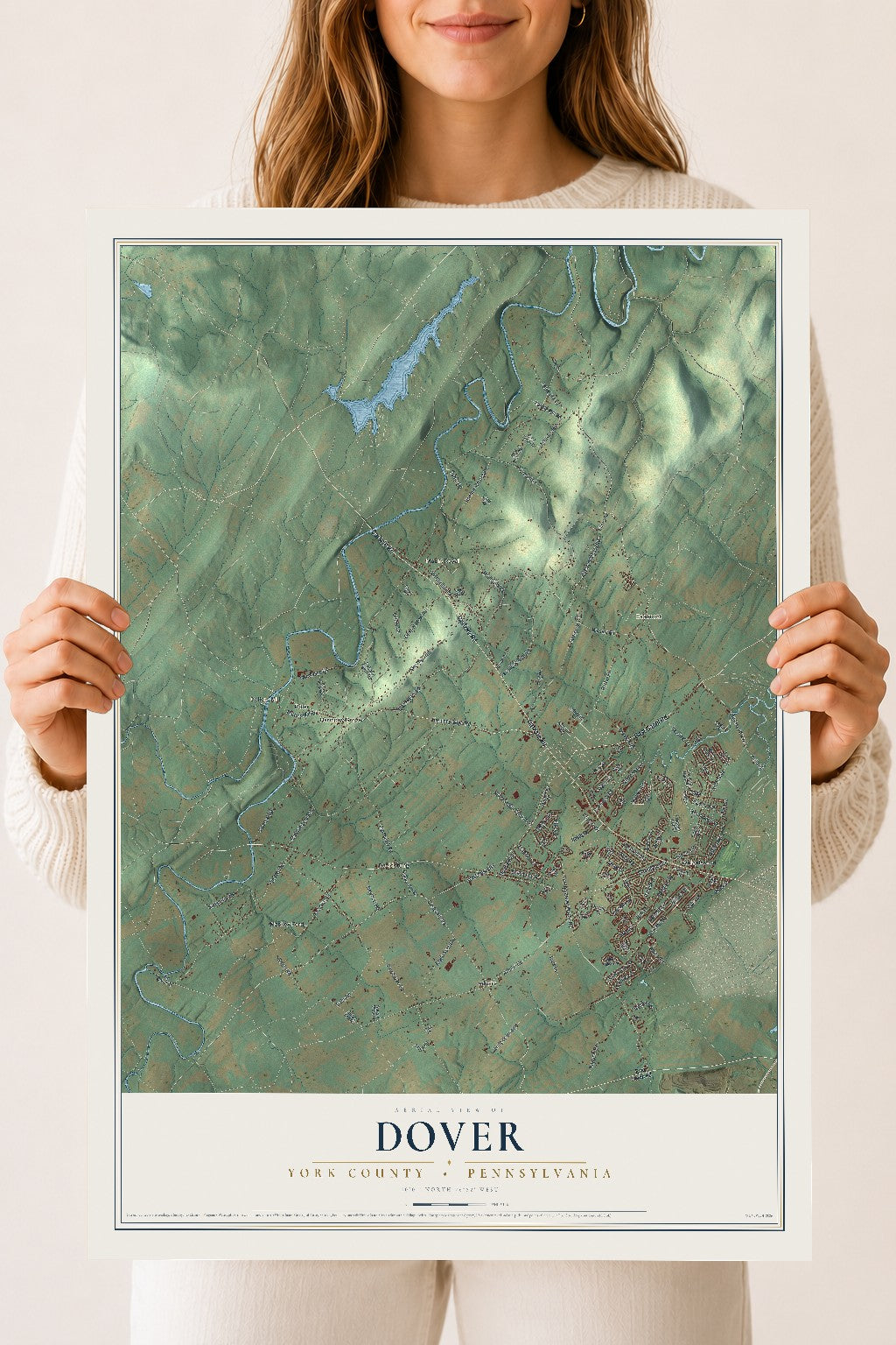Map of Dover, York County, Pennsylvania, 18 x 24 inch unframed archival matte print