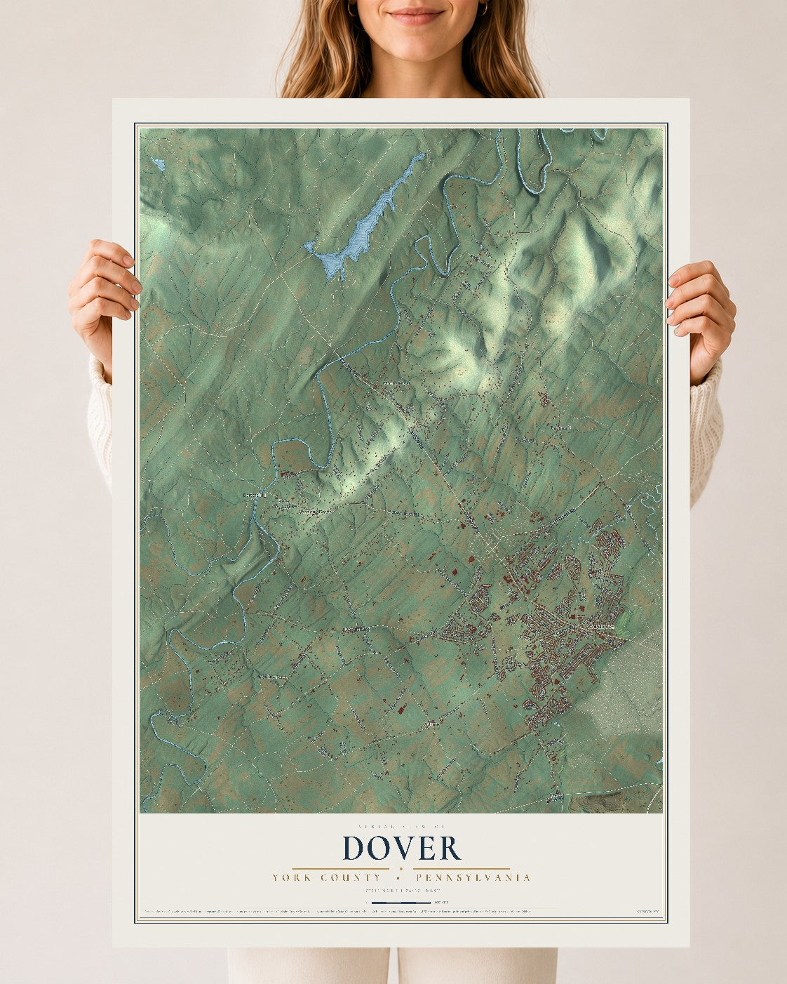 Map of Dover, York County, Pennsylvania, 24 x 36 inch unframed archival matte print