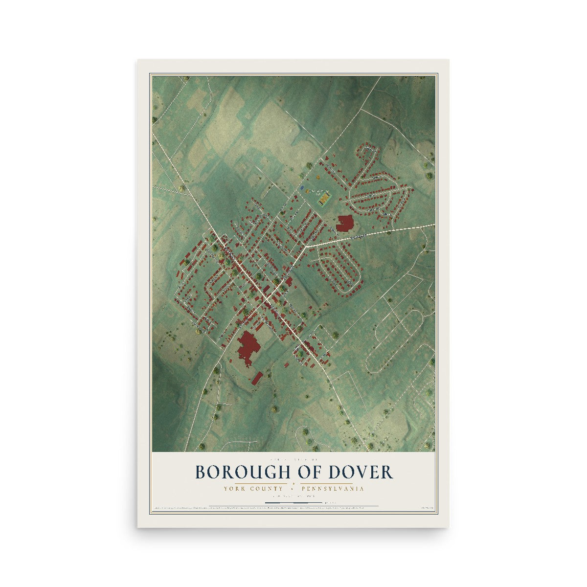 Map of the Borough of Dover, York County, Pennsylvania, 12 x 18 inch unframed archival matte print